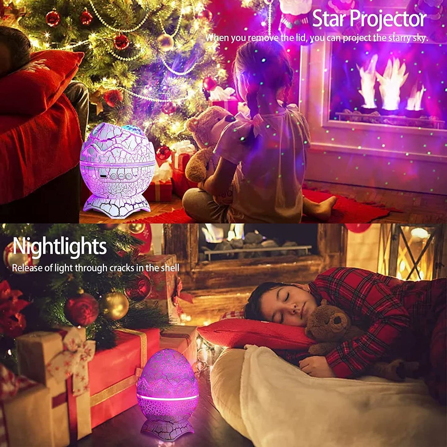Dinosaur Egg Galaxy Star Projector Starry Light with Wireless Music Player