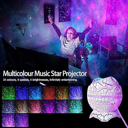 Dinosaur Egg Galaxy Star Projector Starry Light with Wireless Music Player